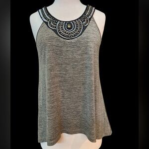 BCX Sleeveless Green Beaded Top in Size Medium